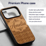 Classic Brown Damask Ornamental Seamless Pattern Custom Name Protective Phone Case Mobile Cover Durable Everyday Smartphone Shock Resistant