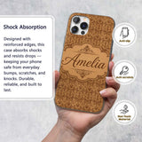 Classic Brown Damask Ornamental Seamless Pattern Custom Name Protective Phone Case Mobile Cover Durable Everyday Smartphone Shock Resistant