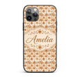 Soft Beige Watercolor Floral Seamless Pattern Custom Name Protective Phone Case Mobile Cover Durable Everyday Smartphone Shock Resistant