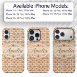 Soft Beige Watercolor Floral Seamless Pattern Custom Name Protective Phone Case Mobile Cover Durable Everyday Smartphone Shock Resistant