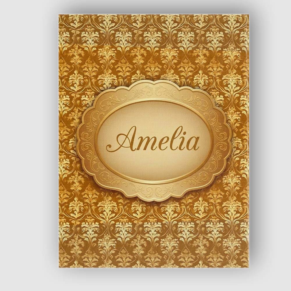 Personalised Name Golden Ornate Damask Custom  Modern Room Accent Elegant Feature Canvas Wall Art Print Decor Picture Ready to Hang