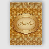 Personalised Name Golden Ornate Damask Custom  Modern Room Accent Elegant Feature Canvas Wall Art Print Decor Picture Ready to Hang