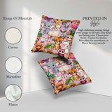 Custom Name Cartoon Jungle Safari Animals Seamless on Light Pink Square Filled Cushion Throw Pillow Sofa Bed Home Decor Zip Washable UK Made