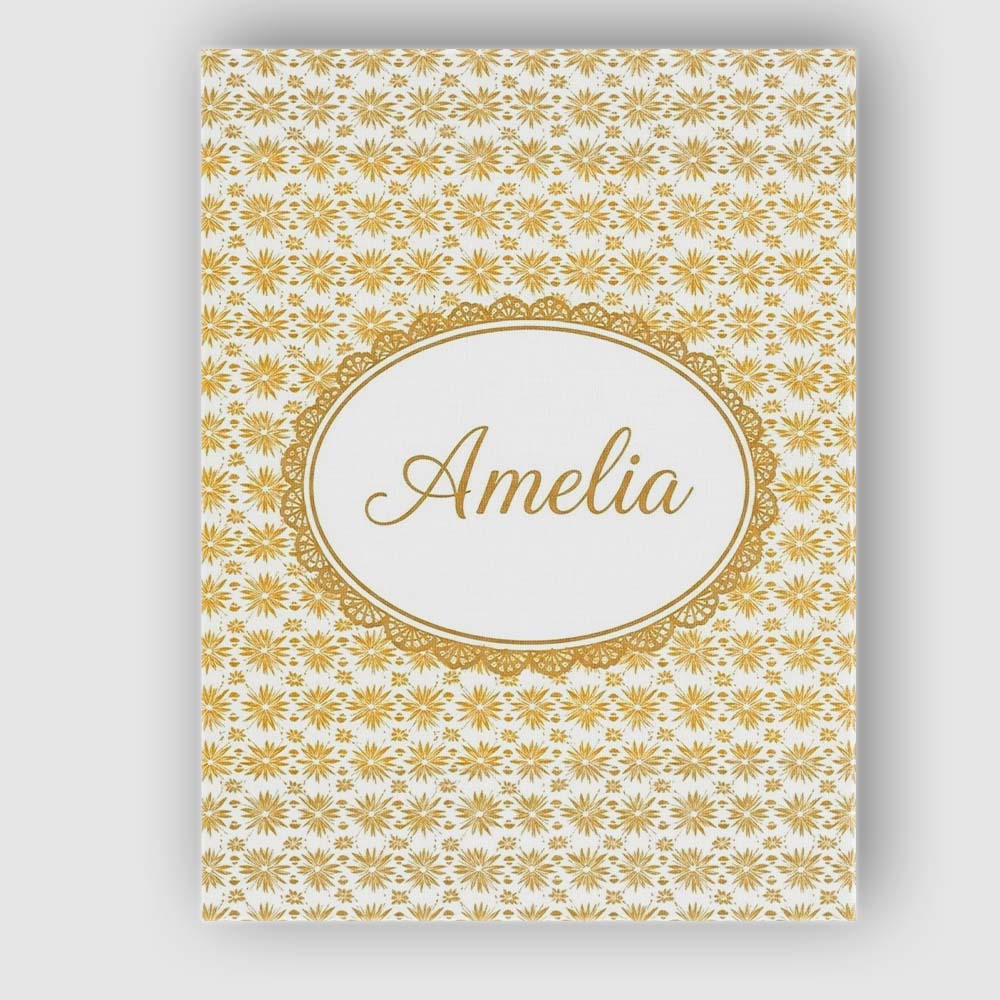 Personalised Name Golden Starburst Floral Custom  Unique Gift Idea Elegant Feature Canvas Wall Art Print Decor Picture Ready to Hang