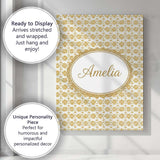 Personalised Name Golden Starburst Floral Custom  Unique Gift Idea Elegant Feature Canvas Wall Art Print Decor Picture Ready to Hang