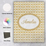 Personalised Name Golden Starburst Floral Custom  Unique Gift Idea Elegant Feature Canvas Wall Art Print Decor Picture Ready to Hang