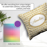 Custom Name Golden Starburst Seamless Pattern Elegant Geometric Square Filled Cushion Throw Pillow Sofa Bed Home Decor Zip Washable UK Made