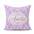 Custom Name Lavender Ornate Damask Seamless Pattern Soft Floral Square Filled Cushion Throw Pillow Sofa Bed Home Decor Zip Washable UK Made