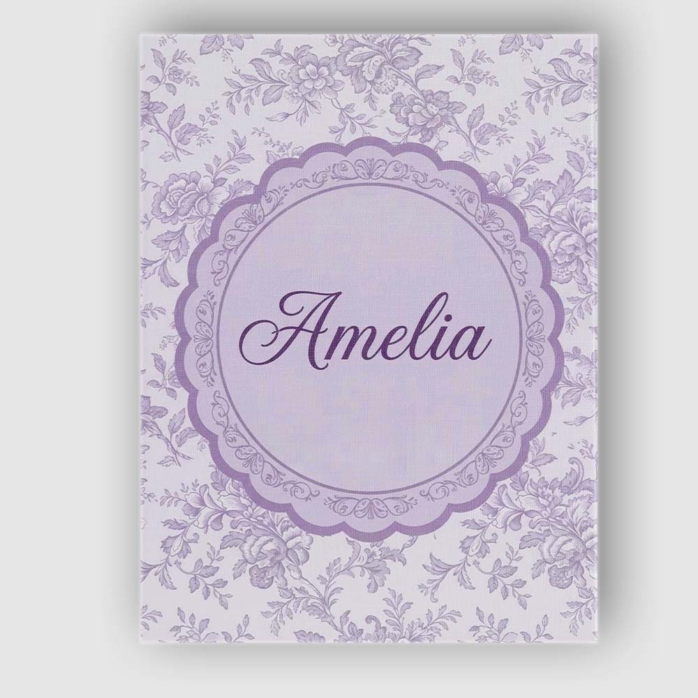 Personalised Name Purple Floral Garden Custom  Modern Room Accent Elegant Feature Canvas Wall Art Print Decor Picture Ready to Hang