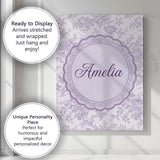 Personalised Name Purple Floral Garden Custom  Modern Room Accent Elegant Feature Canvas Wall Art Print Decor Picture Ready to Hang