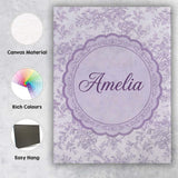 Personalised Name Purple Floral Garden Custom  Modern Room Accent Elegant Feature Canvas Wall Art Print Decor Picture Ready to Hang