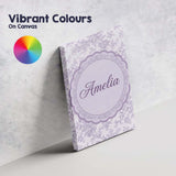 Personalised Name Purple Floral Garden Custom  Modern Room Accent Elegant Feature Canvas Wall Art Print Decor Picture Ready to Hang