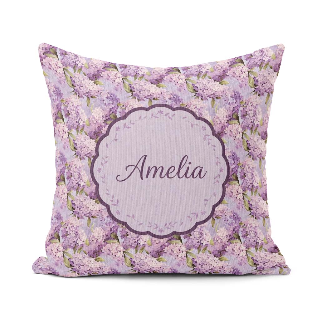 Custom Name Hydrangea Floral Seamless Pattern Romantic Botanical Square Filled Cushion Throw Pillow Sofa Bed Home Decor Zip Washable UK Made