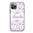 Watercolor Purple Wildflower Seamless Pattern Custom Name Protective Phone Case Mobile Cover Durable Everyday Smartphone Shock Resistant