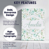 Personalised Name Mint Green Rose Floral Custom  Unique Gift Idea Elegant Feature Canvas Wall Art Print Decor Picture Ready to Hang
