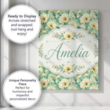Personalised Name Cream Poppy Floral Custom Premium Decorative Design Modern Room Accent Canvas Wall Art Print Decor Picture Ready to Hang