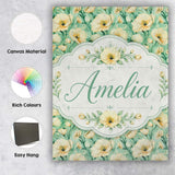 Personalised Name Cream Poppy Floral Custom Premium Decorative Design Modern Room Accent Canvas Wall Art Print Decor Picture Ready to Hang