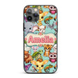 Cute Cartoon Jungle Safari Animals Printed Design Custom Name Protective Phone Case Mobile Cover Durable Everyday Smartphone Shock Resistant