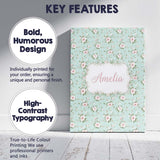 Personalised Name Pink Rose Floral Seamless Custom  Bespoke Interior Contemporary Canvas Wall Art Print Decor Picture Ready to Hang
