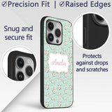 Pink Rose Floral Seamless Pattern Printed Design Custom Name Protective Phone Case Mobile Cover Durable Everyday Smartphone Shock Resistant