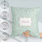 Custom Name Pink Rose Floral Seamless Pattern Delicate Botanical Square Filled Cushion Throw Pillow Sofa Bed Home Decor Zip Washable UK Made