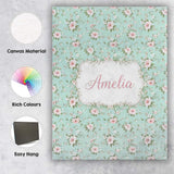Personalised Name Pink Rose Floral Seamless Custom  Bespoke Interior Contemporary Canvas Wall Art Print Decor Picture Ready to Hang