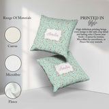 Custom Name Pink Rose Floral Seamless Pattern Delicate Botanical Square Filled Cushion Throw Pillow Sofa Bed Home Decor Zip Washable UK Made