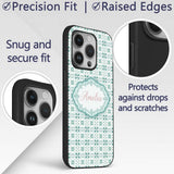 Teal Geometric Floral Seamless Pattern Decorative Custom Name Protective Phone Case Mobile Cover Durable Everyday Smartphone Shock Resistant