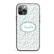 Teal Watercolor Floral Leaves Seamless Pattern Custom Name Protective Phone Case Mobile Cover Durable Everyday Smartphone Shock Resistant
