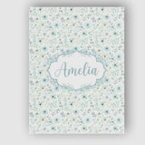 Personalised Name Soft Mint Floral Blossom Custom  Unique Gift Idea Elegant Feature Canvas Wall Art Print Decor Picture Ready to Hang