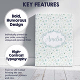 Personalised Name Soft Mint Floral Blossom Custom  Unique Gift Idea Elegant Feature Canvas Wall Art Print Decor Picture Ready to Hang