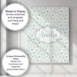 Personalised Name Soft Mint Floral Blossom Custom  Unique Gift Idea Elegant Feature Canvas Wall Art Print Decor Picture Ready to Hang