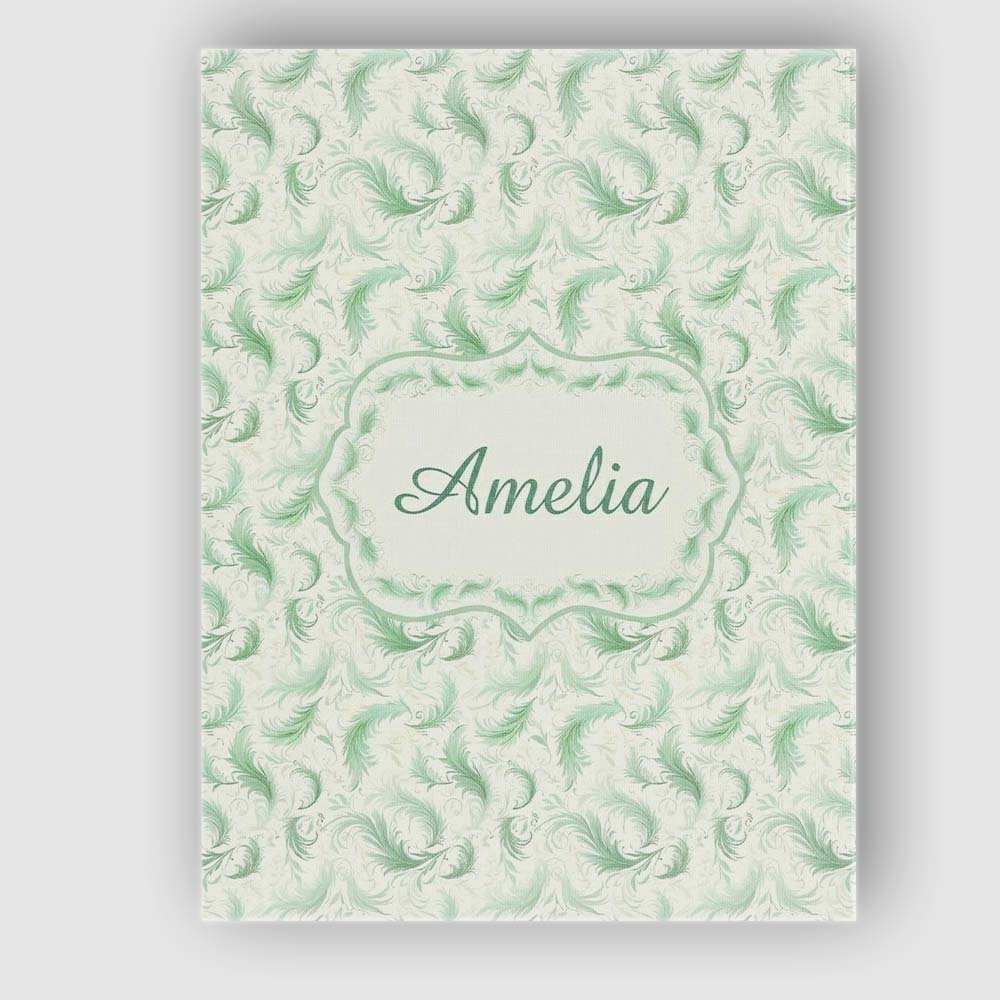 Personalised Name Elegant Green Swirl Custom Modern Room Accent Creative Decorator Style Canvas Wall Art Print Decor Picture Ready to Hang