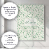 Personalised Name Elegant Green Swirl Custom Modern Room Accent Creative Decorator Style Canvas Wall Art Print Decor Picture Ready to Hang