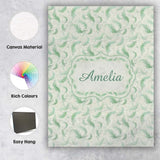 Personalised Name Elegant Green Swirl Custom Modern Room Accent Creative Decorator Style Canvas Wall Art Print Decor Picture Ready to Hang