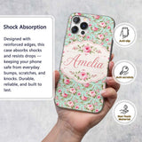 Vintage Pink Rose Bouquet Seamless Printed Design Custom Name Protective Phone Case Mobile Cover Durable Everyday Smartphone Shock Resistant