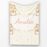 Cute Hamster Cartoon Animal Pattern Perfect Gift for Her Lovely  Personalised Custom Name Super Soft Fleece Blanket Bed Sofa Throw
