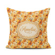 Custom Name Golden Orange Floral Blossom Seamless Bold Botanical Square Filled Cushion Throw Pillow Sofa Bed Home Decor Zip Washable UK Made