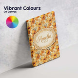 Personalised Name Golden Orange Floral Custom  Modern Room Accent Elegant Feature Canvas Wall Art Print Decor Picture Ready to Hang