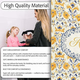 Blue Yellow Tile Floral Seamless Pattern Decorative Ceramic Style  Personalised Custom Name Super Soft Fleece Blanket Bed Sofa Throw