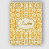 Personalised Name Golden Yellow Damask Custom  Modern Room Accent Elegant Feature Canvas Wall Art Print Decor Picture Ready to Hang