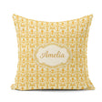 Custom Name Golden Yellow Damask Floral Seamless Pattern Elegant Square Filled Cushion Throw Pillow Sofa Bed Home Decor Zip Washable UK Made