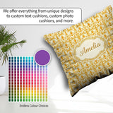 Custom Name Golden Yellow Damask Floral Seamless Pattern Elegant Square Filled Cushion Throw Pillow Sofa Bed Home Decor Zip Washable UK Made