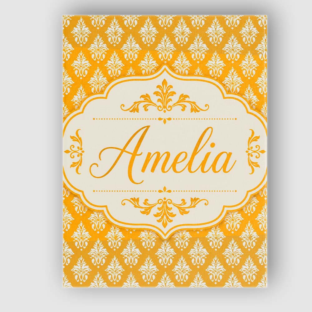 Personalised Name Bright Mustard Yellow Custom  Modern Room Accent Elegant Feature Canvas Wall Art Print Decor Picture Ready to Hang