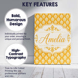 Personalised Name Bright Mustard Yellow Custom  Modern Room Accent Elegant Feature Canvas Wall Art Print Decor Picture Ready to Hang