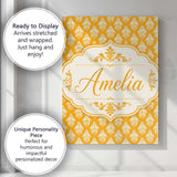 Personalised Name Bright Mustard Yellow Custom  Modern Room Accent Elegant Feature Canvas Wall Art Print Decor Picture Ready to Hang