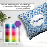 Custom Name Blue Watercolor Ikat Abstract Seamless Soft Artistic Square Filled Cushion Throw Pillow Sofa Bed Home Decor Zip Washable UK Made