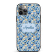 Blue Floral Bouquet Vintage Seamless Pattern Custom Name Protective Phone Case Mobile Cover Durable Everyday Smartphone Shock Resistant