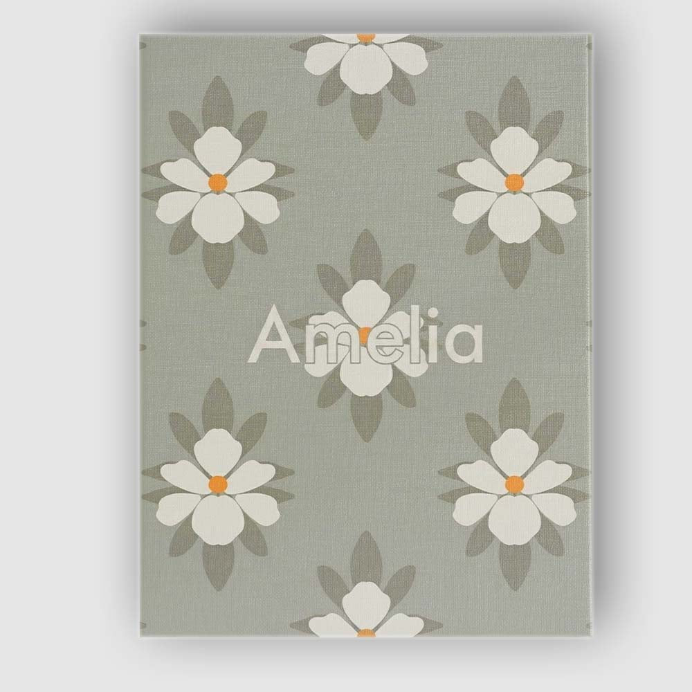 Personalised Name Neutral Daisy Floral Custom  Modern Room Accent Elegant Feature Canvas Wall Art Print Decor Picture Ready to Hang