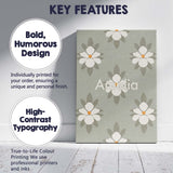 Personalised Name Neutral Daisy Floral Custom  Modern Room Accent Elegant Feature Canvas Wall Art Print Decor Picture Ready to Hang